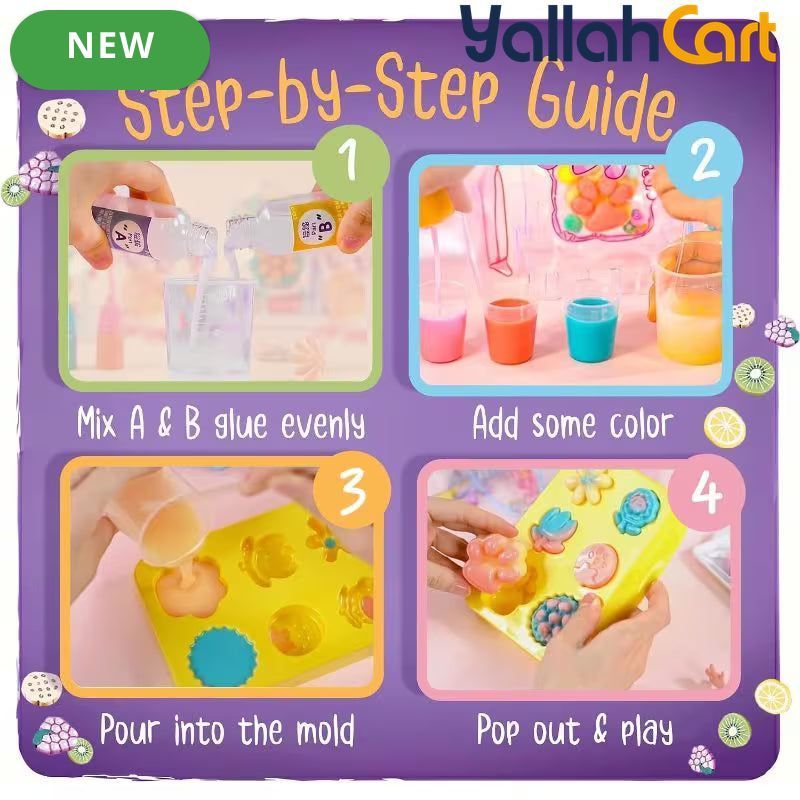 ESSEN Taba DIY Squishy Toys Maker Kit with 8 Molds – Mixed Color Sensory Craft Set for Kids, Creative Fidget Toys, Birthday Gifts & Relaxation Activities