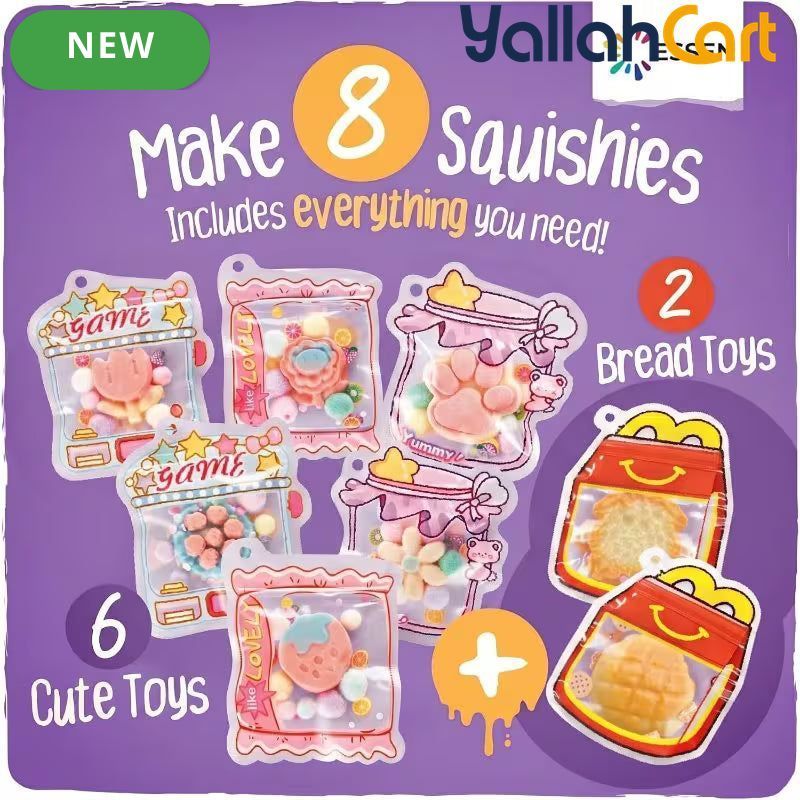 ESSEN Taba DIY Squishy Toys Maker Kit with 8 Molds – Mixed Color Sensory Craft Set for Kids, Creative Fidget Toys, Birthday Gifts & Relaxation Activities