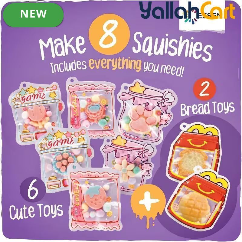 ESSEN Taba DIY Squishy Toys Maker Kit with 8 Molds – Mixed Color Sensory Craft Set for Kids, Creative Fidget Toys, Birthday Gifts & Relaxation Activities