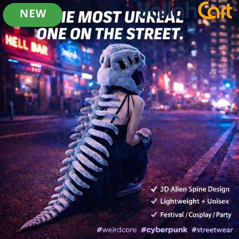 Dinosaur Skeleton Skull Hat – Funny Mixed Color Animal-Themed Hat for Teens, Costume Parties, Cosplay, Halloween & Unique Gifts