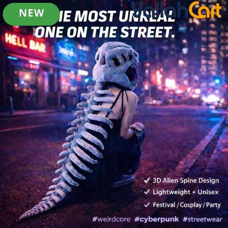Dinosaur Skeleton Skull Hat – Funny Mixed Color Animal-Themed Hat for Teens, Costume Parties, Cosplay, Halloween & Unique Gifts