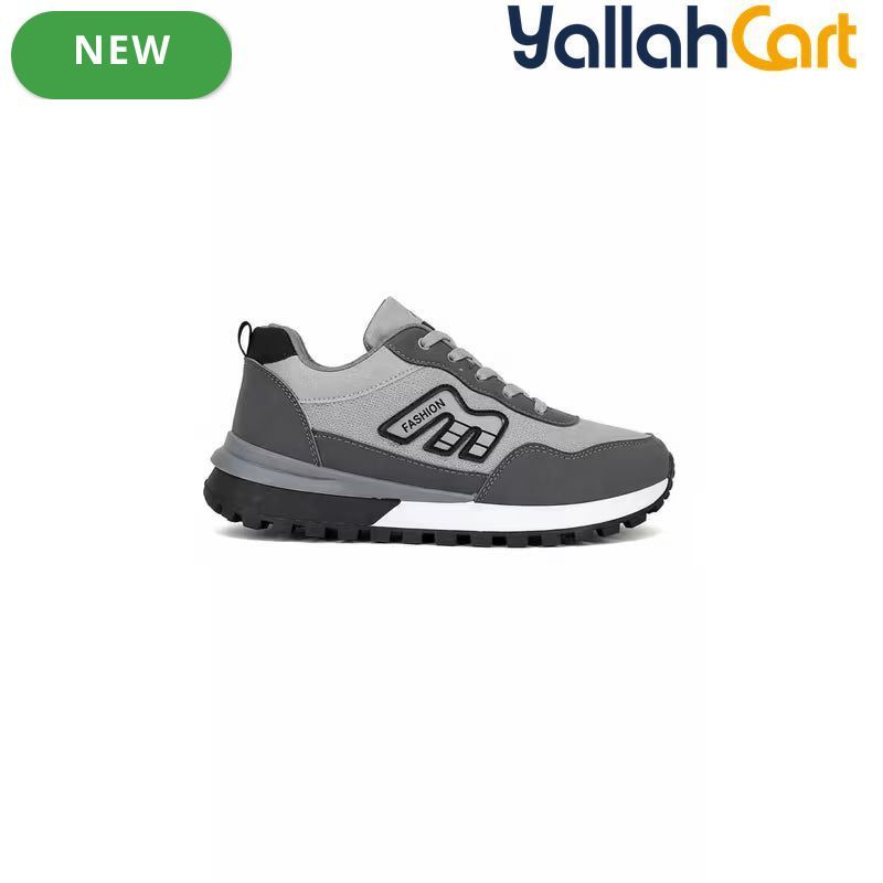 Men's Casual Sneakers – Orange, Grey & Black