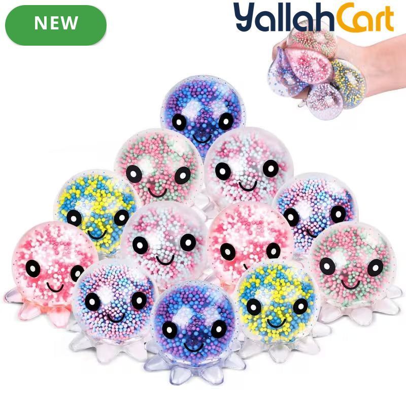 12-Pack Mixed Color Octopus Pressure Balls – Large Sponge Sensory Fidget Toys for Kids & Adults, Stress Relief Squeeze Balls, Classroom Prizes & Party Favors