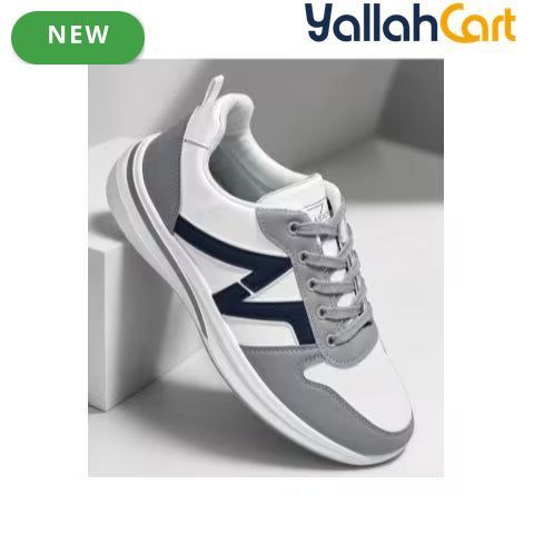 Men's Casual N-Design Lace-Up Sneakers – Black, Light Grey, Dark Gray & White