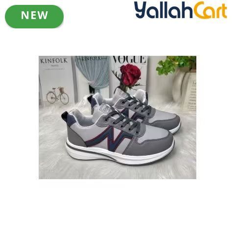 Men's Casual N-Design Lace-Up Sneakers – Black, Light Grey, Dark Gray & White