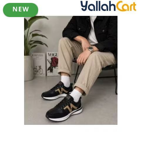 Men's Casual N-Design Lace-Up Sneakers – Black, Light Grey, Dark Gray & White