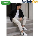 Men's Casual N-Design Lace-Up Sneakers – Black, Light Grey, Dark Gray & White