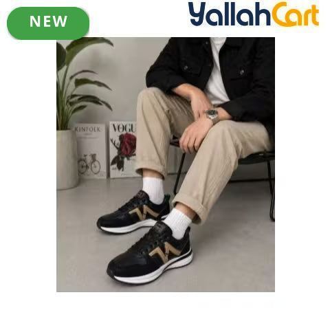Men's Casual N-Design Lace-Up Sneakers – Black, Light Grey, Dark Gray & White