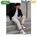Men's Casual N-Design Lace-Up Sneakers – Black, Light Grey, Dark Gray & White