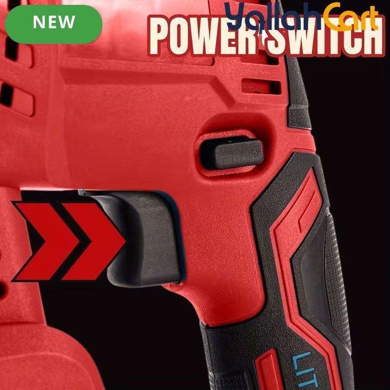 Red 1-1/4-Inch Cordless Rotary Hammer Drill - Brushless Motor, 3-Function Electric Hammer for Concrete, Safety Clutch, 2pcs Rechargeable Batteries, 15-Piece Drill Bit Set, Portable Toolbox for Construction, Masonry And DIY Projects