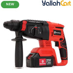 Red 1-1/4-Inch Cordless Rotary Hammer Drill - Brushless Motor, 3-Function Electric Hammer for Concrete, Safety Clutch, 2pcs Rechargeable Batteries, 15-Piece Drill Bit Set, Portable Toolbox for Construction, Masonry And DIY Projects