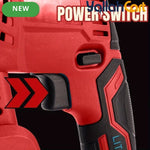 Red 1-1/4-Inch Cordless Rotary Hammer Drill - Brushless Motor, 3-Function Electric Hammer for Concrete, Safety Clutch, 2pcs Rechargeable Batteries, 15-Piece Drill Bit Set, Portable Toolbox for Construction, Masonry And DIY Projects