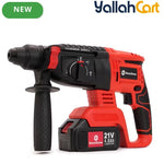 Red 1-1/4-Inch Cordless Rotary Hammer Drill - Brushless Motor, 3-Function Electric Hammer for Concrete, Safety Clutch, 2pcs Rechargeable Batteries, 15-Piece Drill Bit Set, Portable Toolbox for Construction, Masonry And DIY Projects