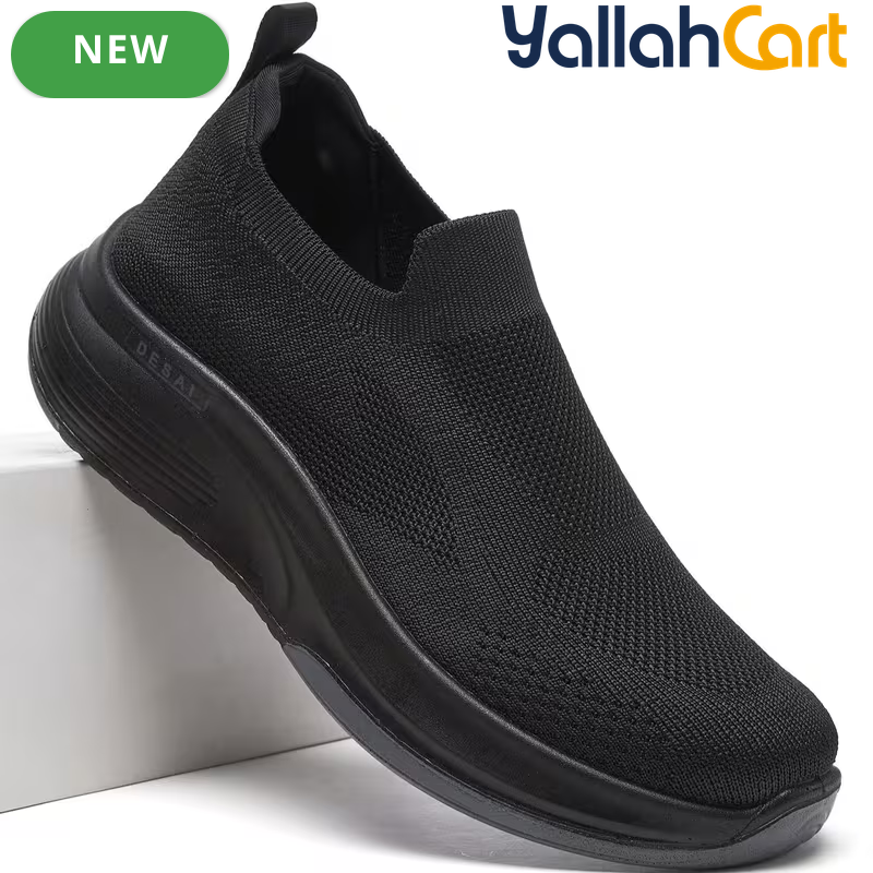 Men's Breathable Mesh Slip-On Sports Shoes – Black, Light Grey & Navy Blue