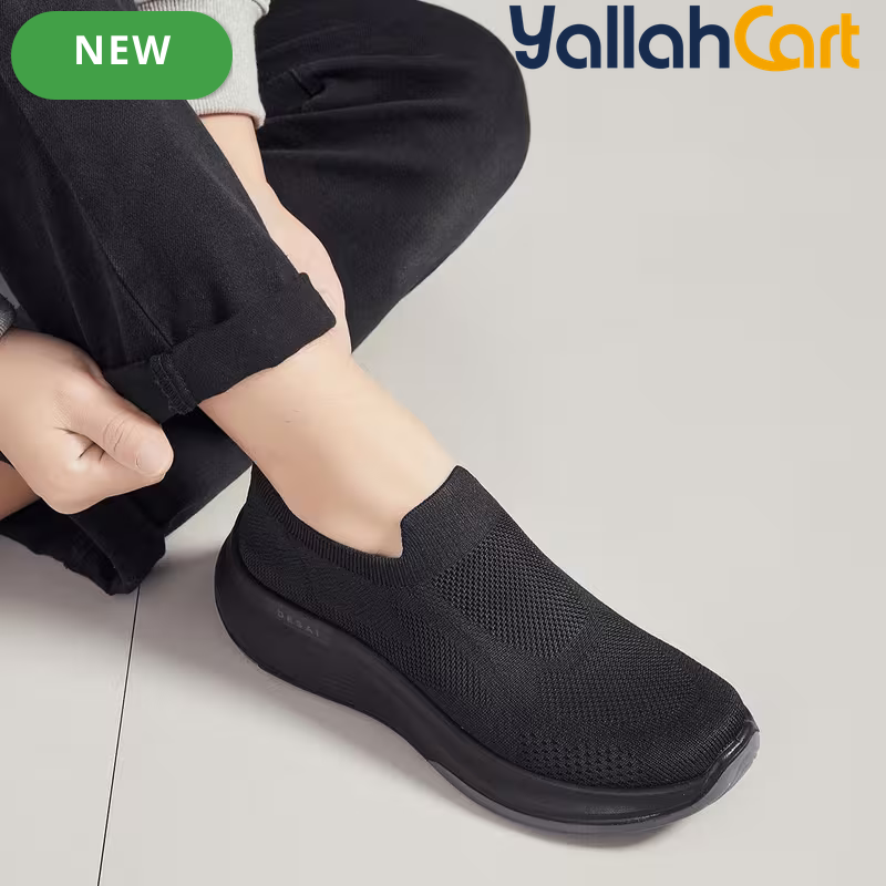 Men's Breathable Mesh Slip-On Sports Shoes – Black, Light Grey & Navy Blue