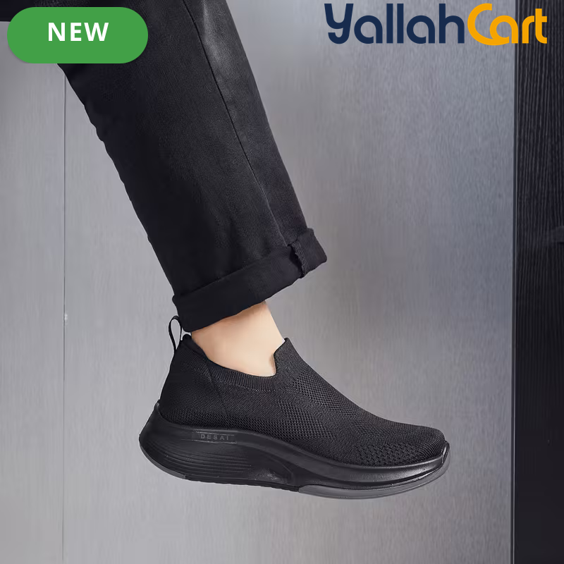 Men's Breathable Mesh Slip-On Sports Shoes – Black, Light Grey & Navy Blue