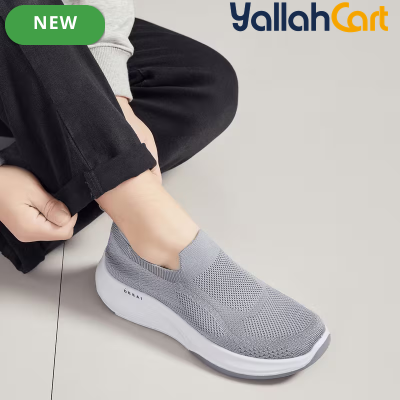 Men's Breathable Mesh Slip-On Sports Shoes – Black, Light Grey & Navy Blue
