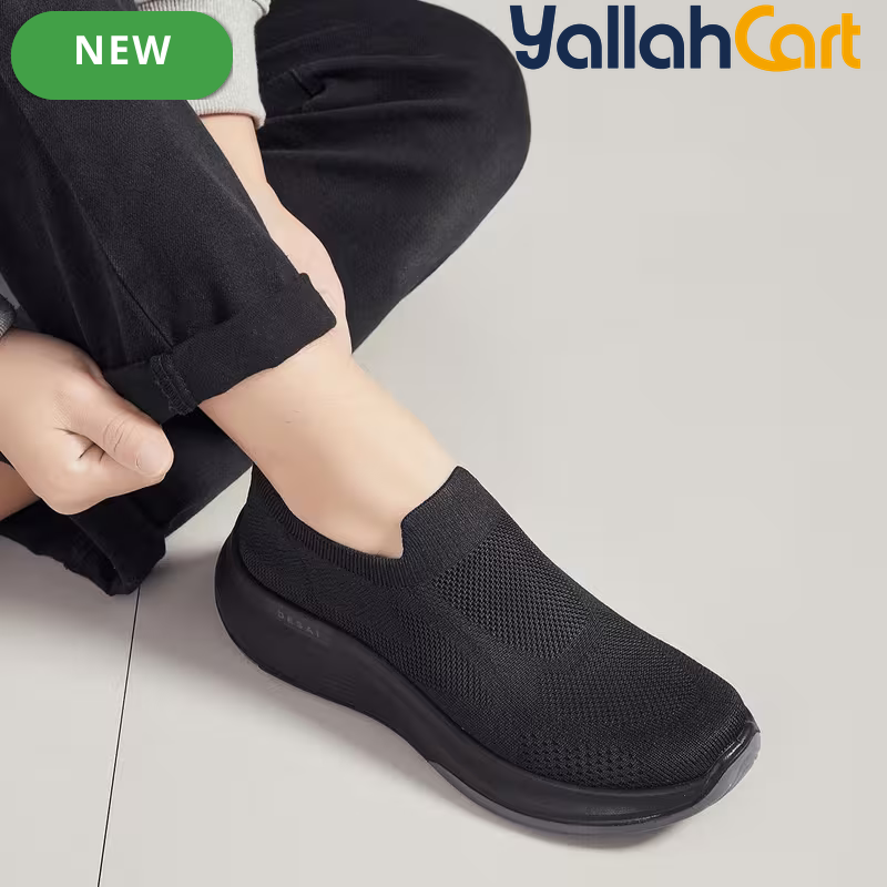 Men's Breathable Mesh Slip-On Sports Shoes – Black, Light Grey & Navy Blue