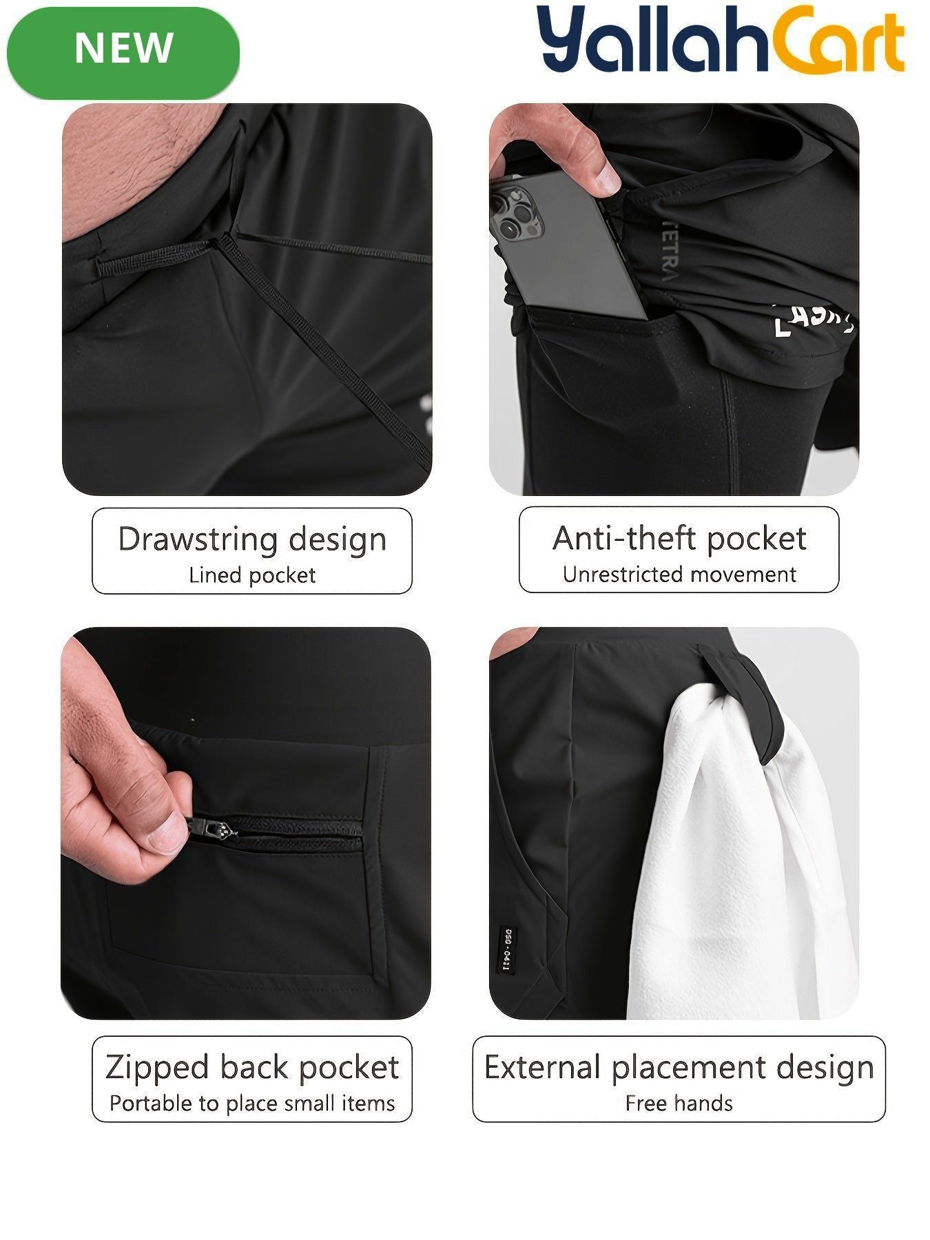Men’s Quick-Dry Nylon Running Shorts – Lightweight Loose-Fit Athletic Shorts with Elastic Waistband
