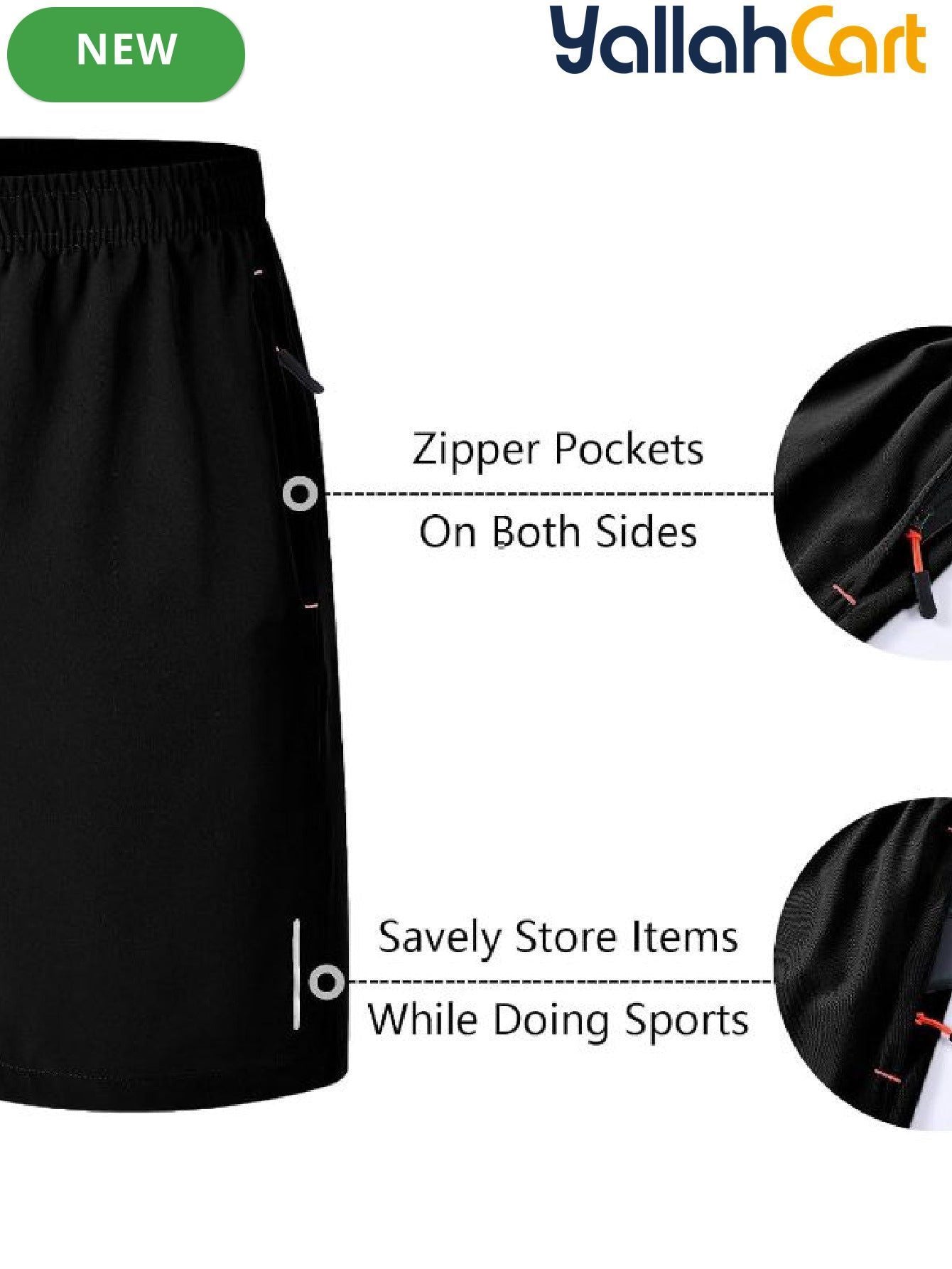Men’s Quick-Dry Athletic Running Shorts – Breathable Tennis & Workout Shorts with Zipper Pockets