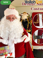 12-Piece Adult Luxury Velvet Santa Claus Costume Set – Deluxe Men’s Holiday Santa Suit