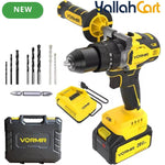 VORMIR VR BD21-80 20V Brushless Cordless Impact Drill (Yellow & Black) – 80Nm Torque, 13mm Metal Chuck & 4.0Ah Battery Kit