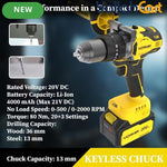 VORMIR VR BD21-80 20V Brushless Cordless Impact Drill (Yellow & Black) – 80Nm Torque, 13mm Metal Chuck & 4.0Ah Battery Kit