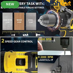 VORMIR VR BD21-80 20V Brushless Cordless Impact Drill (Yellow & Black) – 80Nm Torque, 13mm Metal Chuck & 4.0Ah Battery Kit