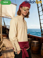 Men’s Medieval Pirate Costume Set – Retro Renaissance Shirt & Pants with Scarf & Accessories