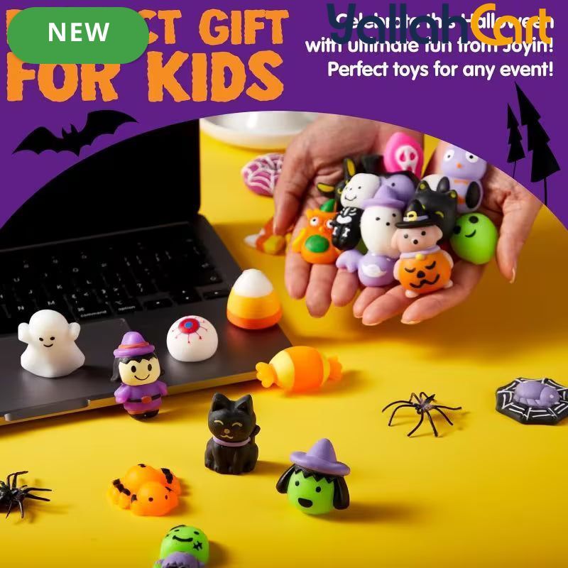 48-Piece Mixed Color Halloween Mochi Toys – Cute Silicone Sensory Squishy Stress Relief Toys for Party Favors & Gift Bags