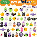 48-Piece Mixed Color Halloween Mochi Toys – Cute Silicone Sensory Squishy Stress Relief Toys for Party Favors & Gift Bags