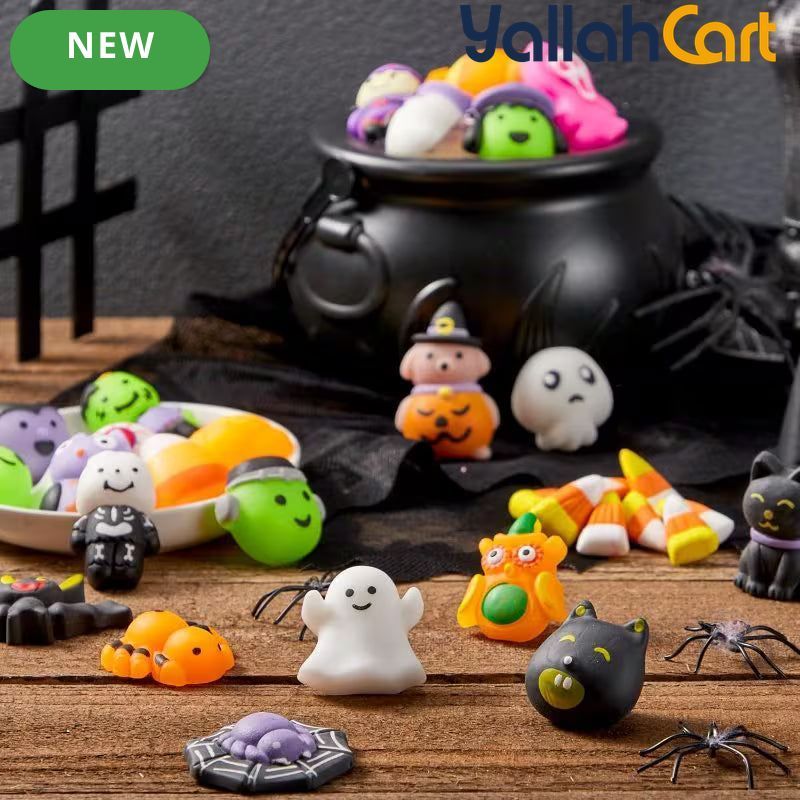 48-Piece Mixed Color Halloween Mochi Toys – Cute Silicone Sensory Squishy Stress Relief Toys for Party Favors & Gift Bags