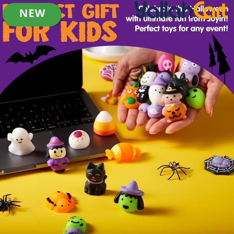 48-Piece Mixed Color Halloween Mochi Toys – Cute Silicone Sensory Squishy Stress Relief Toys for Party Favors & Gift Bags