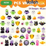 48-Piece Mixed Color Halloween Mochi Toys – Cute Silicone Sensory Squishy Stress Relief Toys for Party Favors & Gift Bags