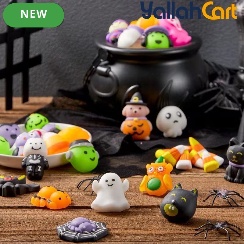 48-Piece Mixed Color Halloween Mochi Toys – Cute Silicone Sensory Squishy Stress Relief Toys for Party Favors & Gift Bags