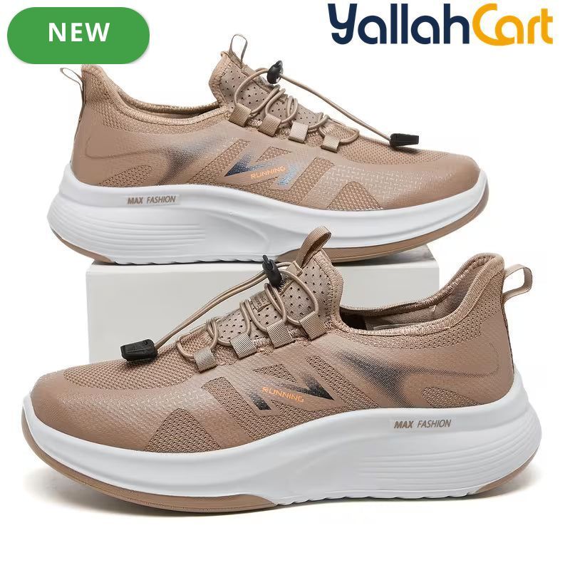Men's All-Season Breathable Mesh Sneakers – Black, Grey & Camel