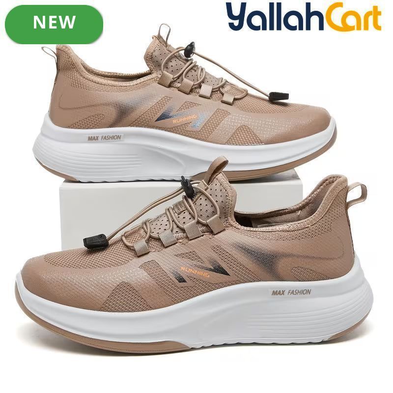 Men's All-Season Breathable Mesh Sneakers – Black, Grey & Camel