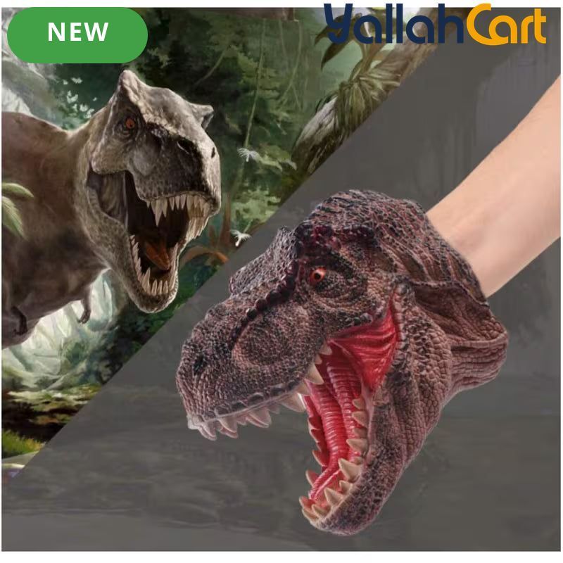 Realistic Dinosaur Hand Puppet – Soft Rubber Role Play Toy for Kids & Toddlers, Green Color