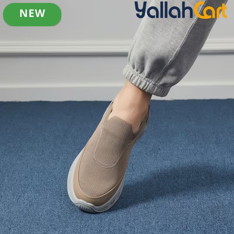 Men's Khaki Mesh Elastic Casual Sports Shoes
