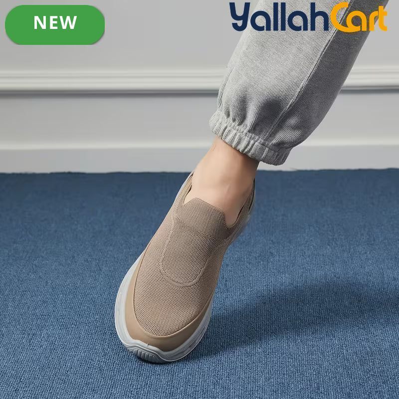 Men's Khaki Mesh Elastic Casual Sports Shoes