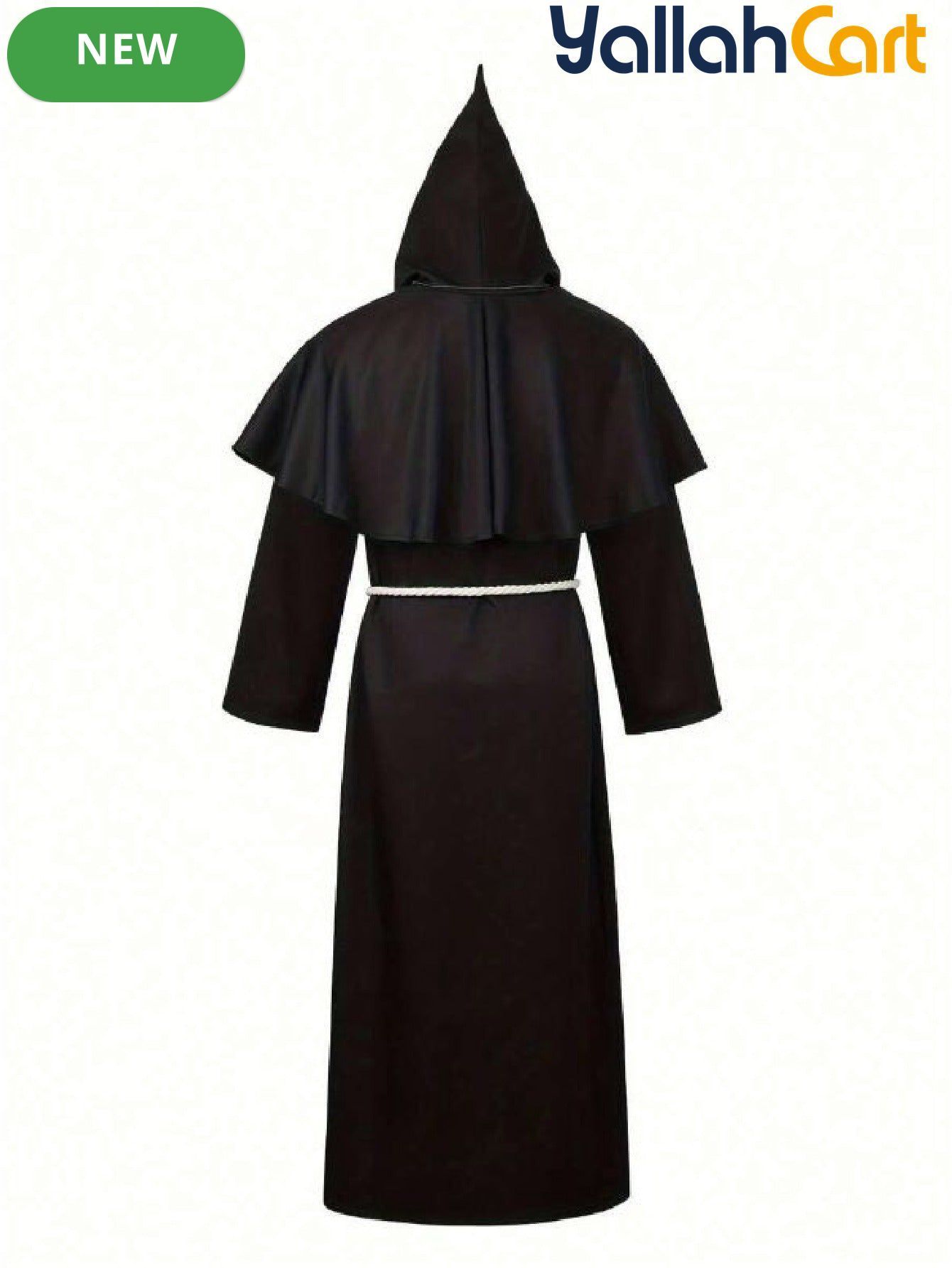 Men’s Medieval Monk & Priest Robe Costume Set – Renaissance Wizard Hooded Robe with Belt & Necklace