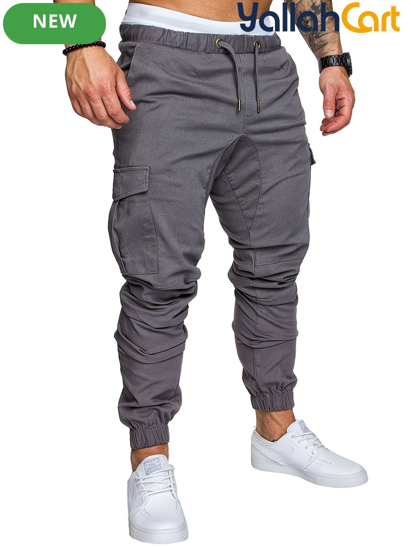 Men’s Loose-Fit Casual Cargo Jogger Pants – Youth Athletic Pants with Elastic Cuffs