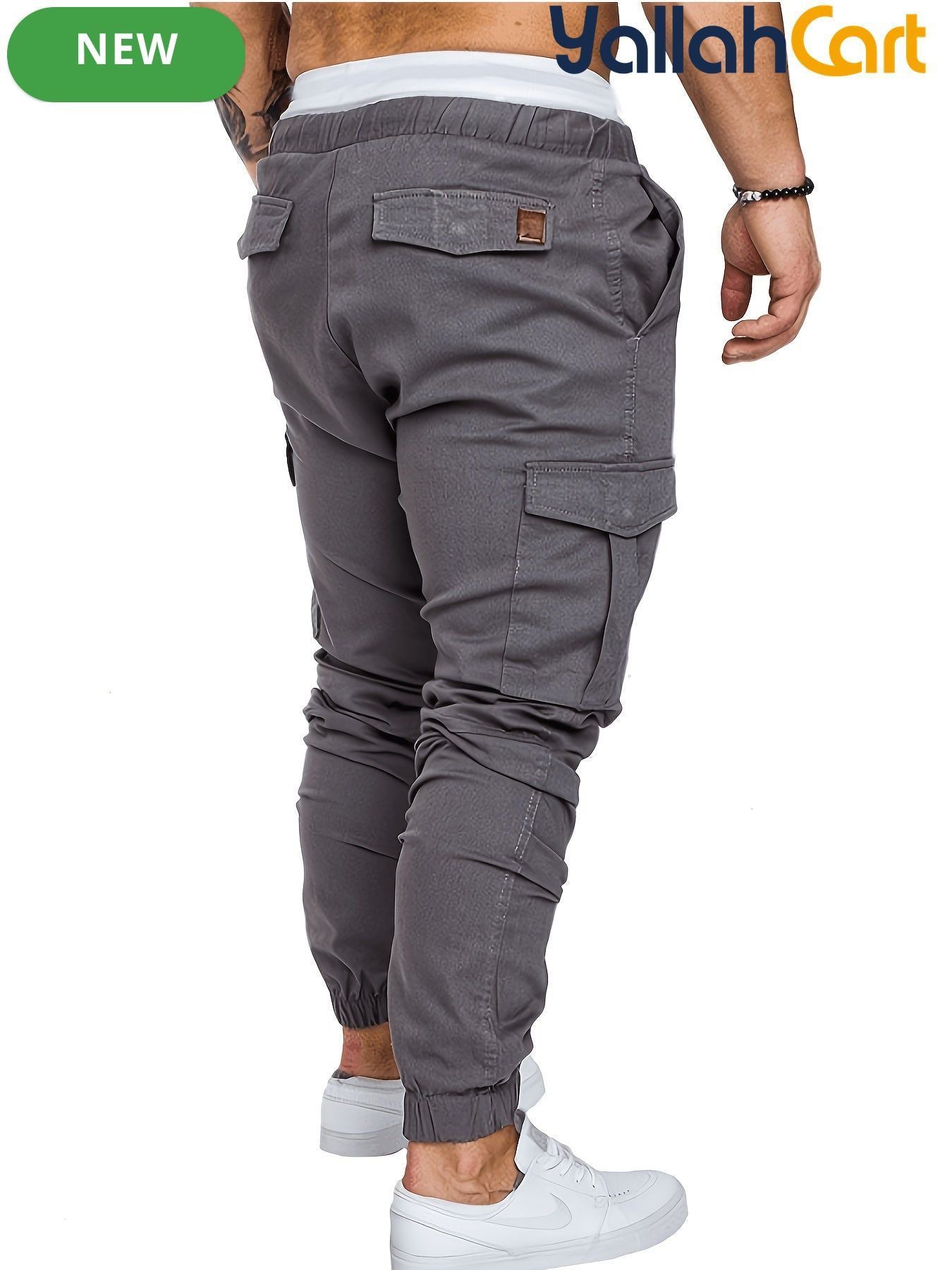 Men’s Loose-Fit Casual Cargo Jogger Pants – Youth Athletic Pants with Elastic Cuffs