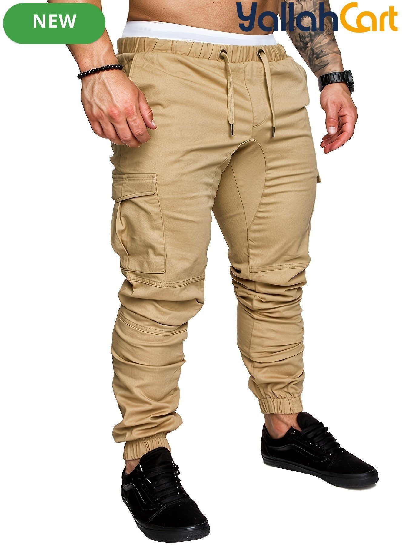 Men’s Loose-Fit Casual Cargo Jogger Pants – Youth Athletic Pants with Elastic Cuffs