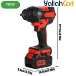 GearZoneUAE 1/2" Cordless Impact Wrench Kit (Red) – 1000N.m High Torque, 2800 RPM with 2X 21V Batteries