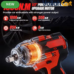 GearZoneUAE 1/2" Cordless Impact Wrench Kit (Red) – 1000N.m High Torque, 2800 RPM with 2X 21V Batteries