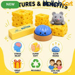 Mixed Color Yellow & White Cheese & Mouse Slow-Rise Foam Toy Set – 5pcs Sensory Fidget & Stress Relief Toys