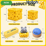 Mixed Color Yellow & White Cheese & Mouse Slow-Rise Foam Toy Set – 5pcs Sensory Fidget & Stress Relief Toys