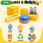 Mixed Color Yellow & White Cheese & Mouse Slow-Rise Foam Toy Set – 5pcs Sensory Fidget & Stress Relief Toys