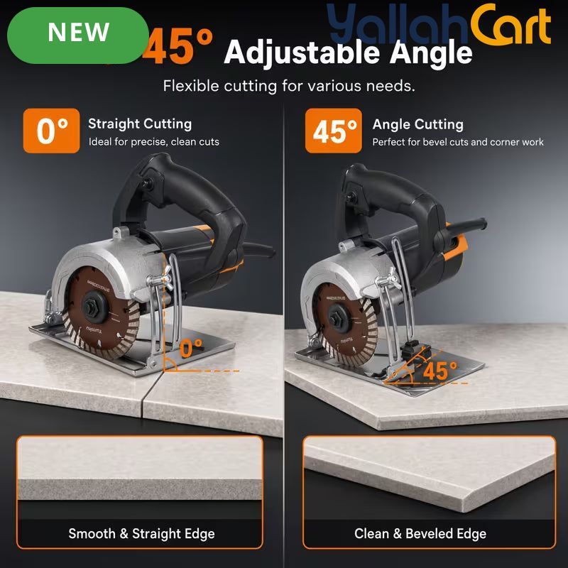 GearZone 1200W Multifunctional Circular Saw & Slotting Machine (Orange/Black) – Portable Electric Cutter with 4 Blades for Wood, Metal, Tile & Stone
